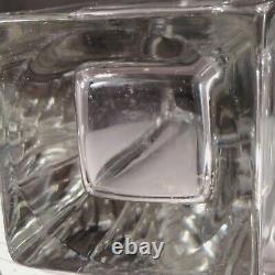 Tall Lead Cut Crystal Art Deco Style Vase Square Base 12 x 5-1/2 Inches Pontil