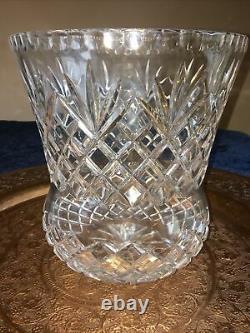 Thistle Shaped Vintage Cross Cut fan Crystal Vase huge and extra wide