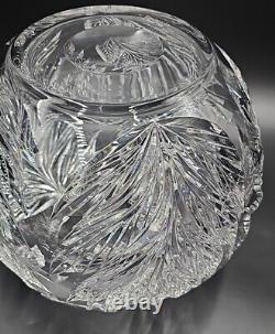 Tiffany & Co Crystal Emil Brost XL Deep Leaf Cut Rose Bowl Vase(s) EXCELLENT