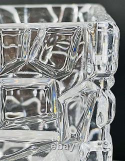 Tiffany & Co. Crystal LARGE Rock Cut Sierra Square 9.5 Vase