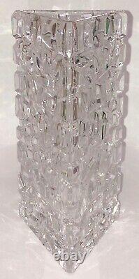 Tiffany & Co. Crystal LARGE Rock Cut Sierra Vase Triangle 7.5 Tall Flower Vase