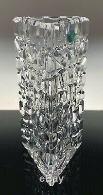 Tiffany & Co Crystal Rock Cut Triangular Vase MINT CONDITION 7.5 TALL