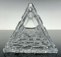 Tiffany & Co Crystal Rock Cut Triangular Vase MINT CONDITION 7.5 TALL