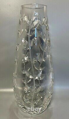 Tiffany Co Cut Crystal 11.5 Glass Vase Leaf Vine Foliate JR Josef Riedel Signed
