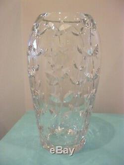 Tiffany & Co. HAND CUT Crystal Floral Vine Large Tall 13 Vase Excellent