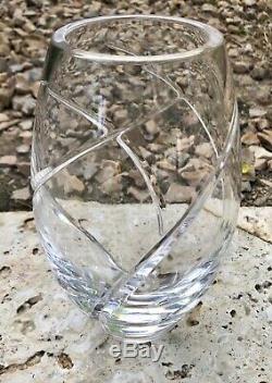 Tiffany & Co. Hand Cut Crystal Swirl Glass Vase 8.5