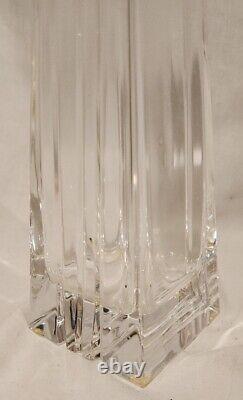 Tiffany & Co Signed Metropolis Vertical Lines Cut Crystal Square Bud Vase