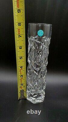 Tiffany & Co Vase Rock Cut Crystal lce 8 Cylinder Bud Signed New with Label