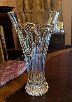 Tipperary FLEUR 13 Crystal Vase Cut arches vertical lines heavy trumpet flare