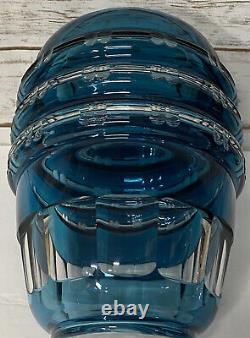 Turquoise Cut Crystal Vase by Val St Lambert