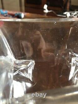 Unique Baccarat Unknown Pattern 6.75 Square X Form Cut Handled Crystal Vase