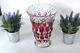 Val Saint Lambert Ruby Red Crystal Glass Cut Vase Signed