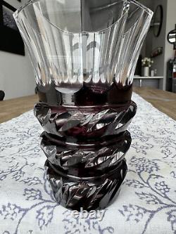 VAL St. LAMBERT Cranberry Cut to Clear 6 Vase, Plum, Grape, purple color