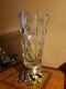 Vintage 1930s French Art Deco Contemporary Crystal Cut Vase With Brass Pedestal