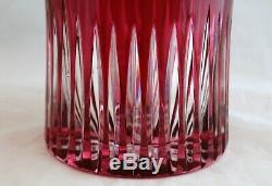 VINTAGE BOHEMIAN IMPERLUX CUT GLASS CRYSTAL RUBY RED VASE Pear hobstar 10
