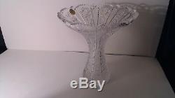 VINTAGE BOHEMIA QUEEN LACE HAND CUT 24% PbO CRYSTAL VASE 8 withsticker