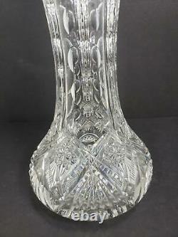 VINTAGE Brilliant Cut Crystal Glass Tall Vase, T. B. Clark