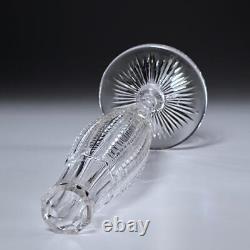 VINTAGE HAWKES NARROW CUT CRYSTAL FACETED VASE With STARBURST BASE, 12H & MARKED