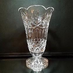 VINTAGE WATERFORD Cut Crystal Footed Centerpiece Vase 10 Scalloped Rim Signed