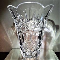 VINTAGE WATERFORD Cut Crystal Footed Centerpiece Vase 10 Scalloped Rim Signed
