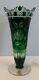 Vtg 10 Meissen Cased Crystal Green Cut To Clear Vase Signed By Artist Germany