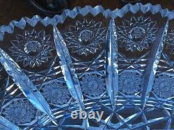 VTG BEAUTIFUL Queen Lace Crystal Bowl 8 Bohemian CZECH Hand Cut HOBSTAR MINT