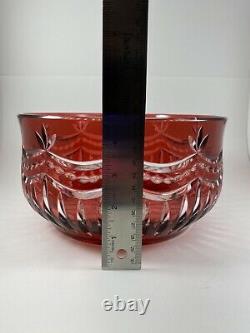 VTG Bohemian Czech Crystal Bowl Cut To Clear Red Beautiful Large Heavy /r