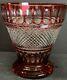 Vtg Crystal Bohemiae Ruby Heavy Vase Art Glass Cut Clear Czech 10 Tall 9 Lbs