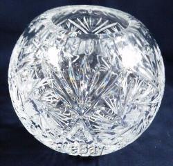 VTG Cut Crystal round bowl ball vase pinwheel design 5 tall