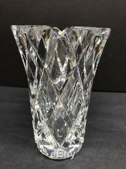 VTG Orrefors Crystal Flower Vase Diamond Cut Made in Sweden Signed 4 LB 6.25 H