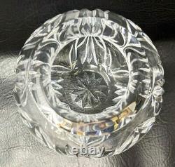 VTG Tiffany & Co Crystal Fan Cut Criss Cross Round 5 1/2 Rose Bowl Vase BR20