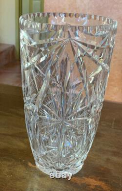 VTg European Crystal Vase Scalloped Edges Beautiful Vase 1960? S Era