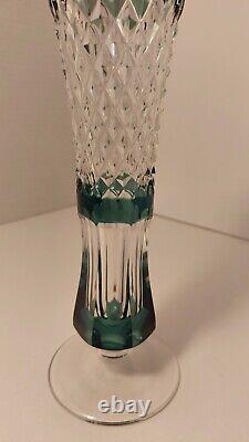 Val Saint Lambert Belgium Emerald Cut To Clear 9 Crystal Vase