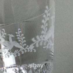 Val St. Lambert Birds of Paradise Etched Cut Crystal Glass Vase Pedestal Base