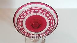Val St. Lambert Blarney Cranberry Cut-to-clear Crystal 6.5 Tall Compote