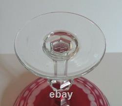 Val St. Lambert Blarney Cranberry Cut-to-clear Crystal 6.5 Tall Compote