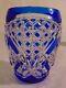 Val St Lambert Cobalt Blue Cut To Clear Crystal Bud Posey Vase Signed