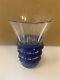 Val St. Lambert Cobalt Blue Cut To Clear Crystal Vase Signed
