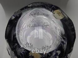 Val St. Lambert Cobalt Blue Cut to Clear Crystal Vase Signed L'ega 1978 80/950