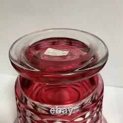 Val St Lambert Cranberry Ruby Cut to Clear Crystal Art Deco Vase Large Heavy