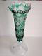 Val St Lambert Emerald Cased Cut To Clear Crystal Pedestal Vase Signed
