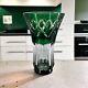 Val St. Lambert Emerald Green Cut To Clear Crystal Vase 6 Signed