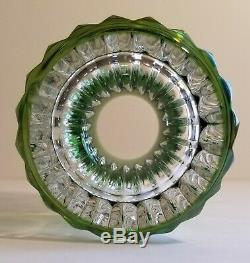 Val St. Lambert Limited Edition Green Crystal Cut to Clear Signed Vase