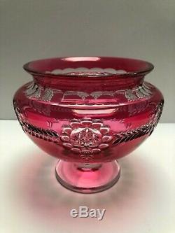 Val St Lambert Magnificent Crystal Bowl Red Cut To Clear