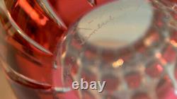 Val St Lambert Ruby Crystal Modernist Cut Vase 7.5 Signed