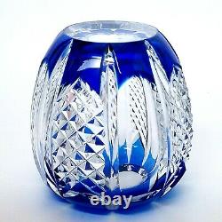 Val St. Lambert Signed Cobalt Blue Cut to Clear Crystal 4.5 Bud Vase With Stand