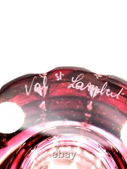 Van Saint Lambert Vase Red cut to clear signed made in Belgian