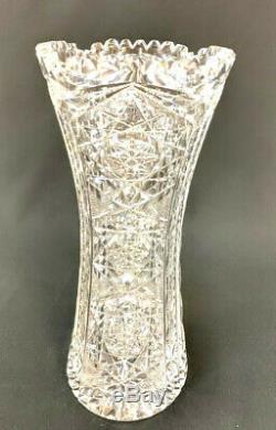 Vase Cut Crystal American Brilliant Period Ground Polished Bottom Stunning Old