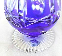 Vase Exquisite Bohemia Crystal Cobalt Blue Cut to Clear 8¼ Germany Bleikristall