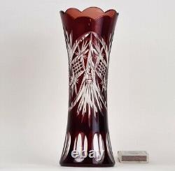 Vase Flashed Glass Crystal Glas Hand Cut Um 1900 P52